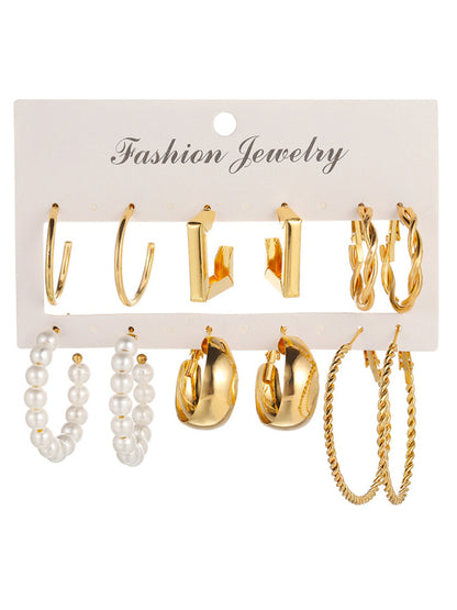 Square Geometric Earrings Retro Earrings Earring Set 6 Pieces