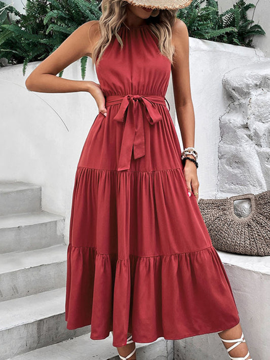 Bordeaux Bliss Halter Dress