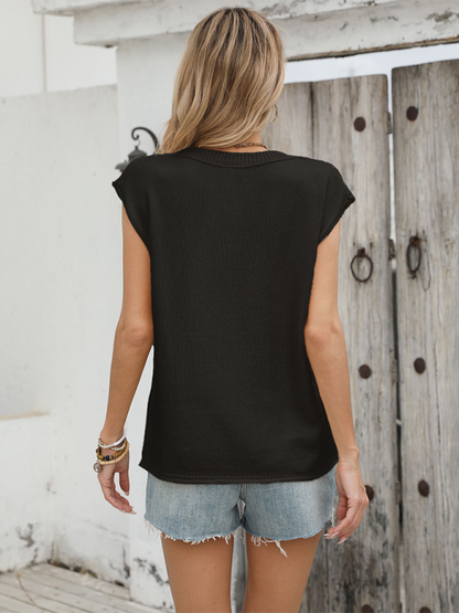 Independence Day Flag Knit Short Sleeve Sweater