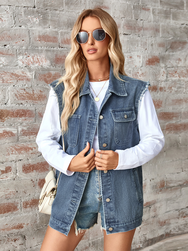 Denim Waistcoat Cardigan Vest