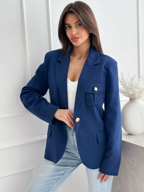 New long-sleeved double-breasted plaid blazer